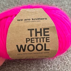 We Are Knitters Yarn Petite Wool 100% Peruvian Wool Neon Pink 1 Skein